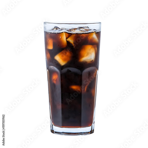 Frothy cold brew coffee with milk clipart transparent background refreshing beverage indoor setting close-up view modern concept