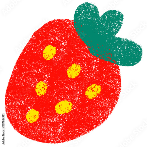 Red strawberry doodle crayon colorful arts kids hand drawn illustration