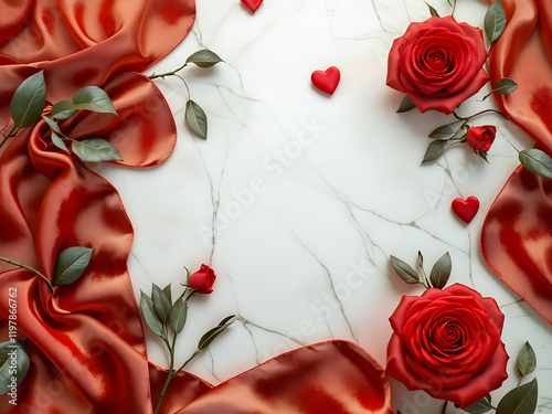 Roses, Ribbon, and Lights: A Romantic Setting on White Wood