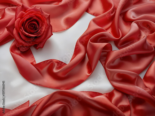 Romantic Glow: Red Roses, Satin Ribbon, and Warm White Fairy Lights