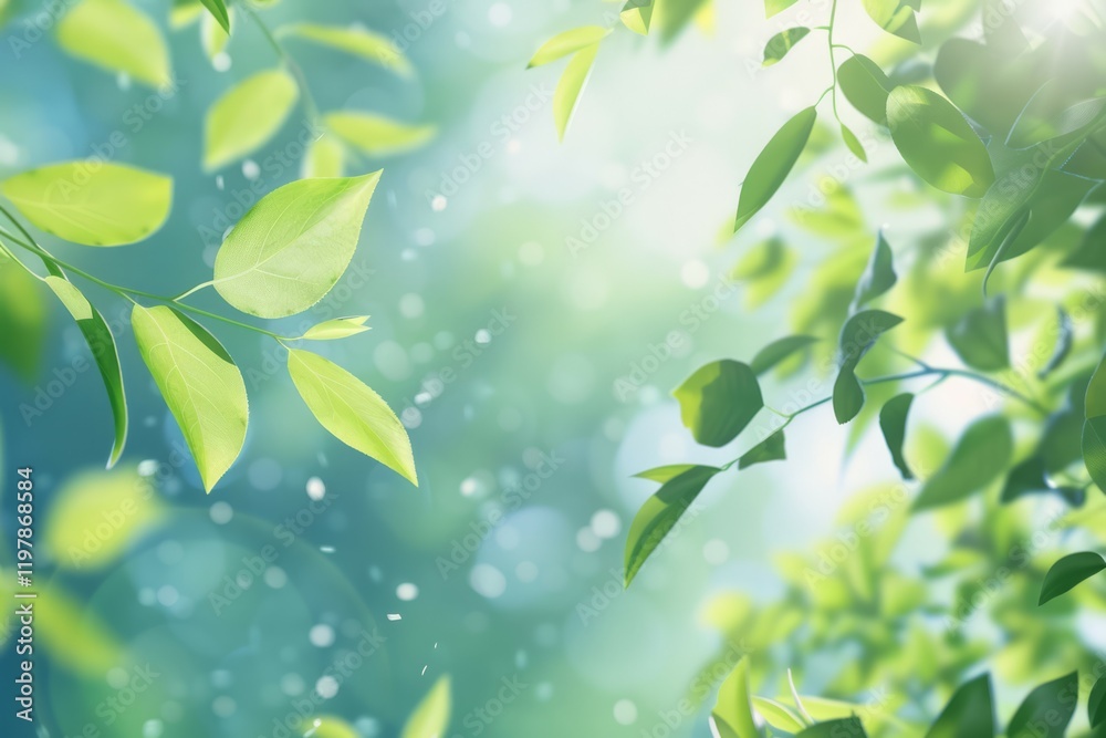 Obraz premium Nature of green leaf in garden at summer. Natural green leaves plants using as spring background. High definition photo