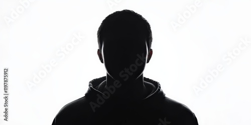 Isolated dark shape of an unidentified person against a light background.