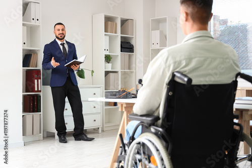 Male lawyer with book and c...