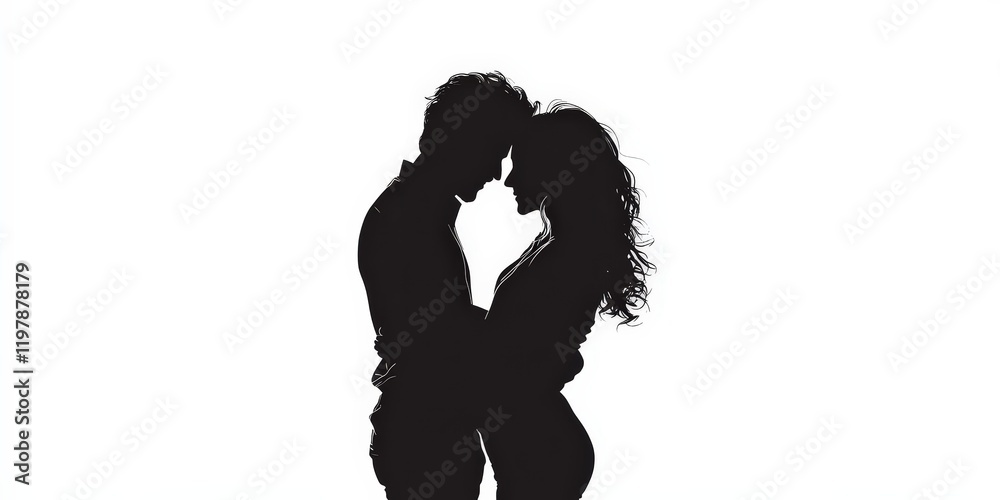 Minimalist Hugging Couple Against Plain Canvas Minimalist Hugging Couple Against Plain Canvas