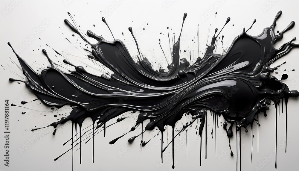 High Contrast Black White Abstract Artwork Expressive Splatter Painting Against a Vivid White Background Showcasing Creative Expression and Visual Dynamics High Contrast Black White Abstract Artwork Expressive Splatter Painting Against a Vivid White Background Showcasing Creative Expression and Visual Dynamics