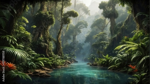 Amazing illustration of exotic forest