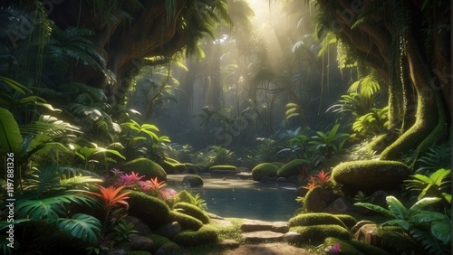 Amazing illustration of exotic forest