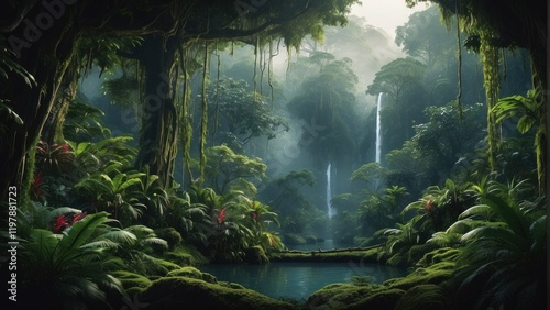Amazing illustration of exotic forest