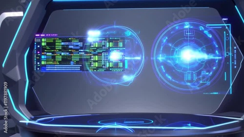 Futuristic holographic human interface with digital data, ideal for AI, healthcare innovation, virtual reality, and advanced medical technology in sci-fi settings.