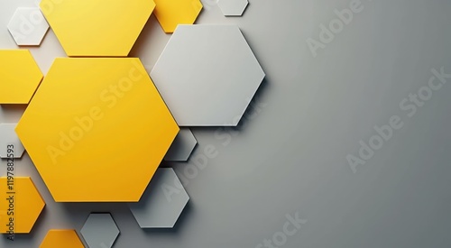 Yellow and white hexagons on a gray background