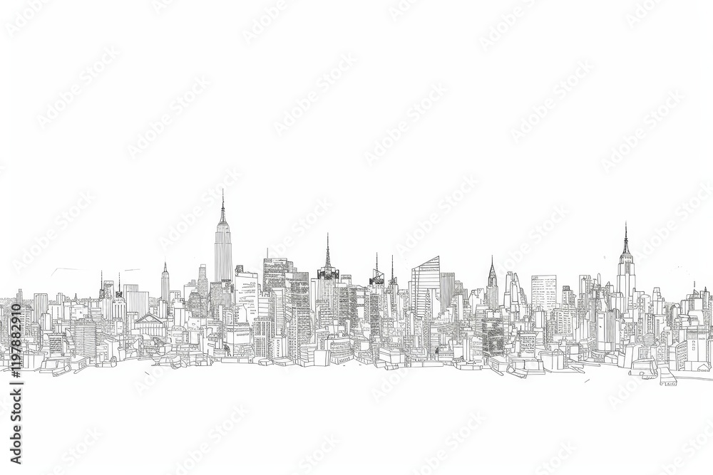 A minimalist line drawing of a city skyline featuring iconic buildings. A minimalist line drawing of a city skyline featuring iconic buildings.
