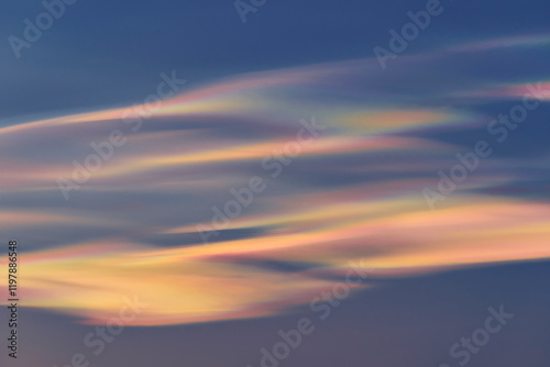 Fototapeta Naklejka Na Ścianę i Meble -  Mother-of-pearl clouds above Toten, Norway, in January 2025.