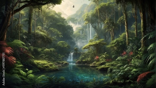 Amazing illustration of exotic forest