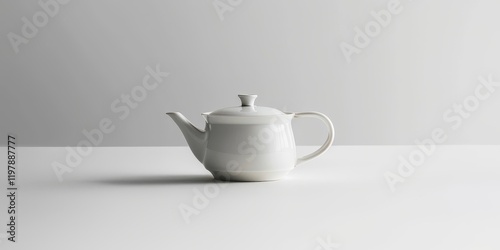 Wallpaper Mural A minimalist white teapot sits elegantly on a clean surface, emphasizing simplicity and functionality. Torontodigital.ca