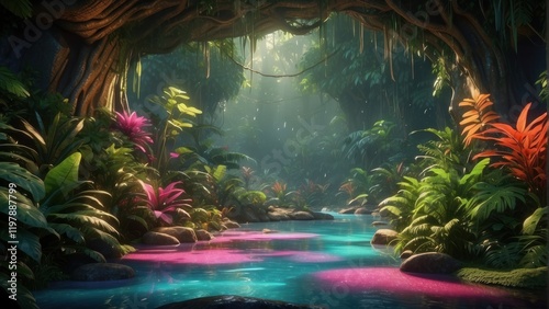 Amazing illustration of exotic forest