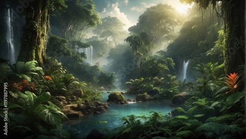 Amazing illustration of exotic forest