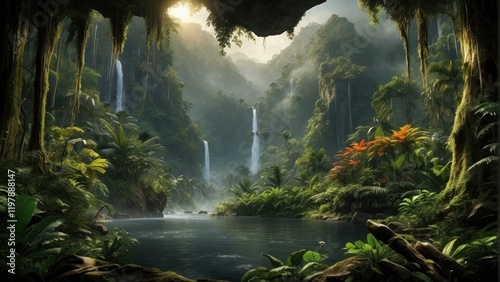 Amazing illustration of exotic forest