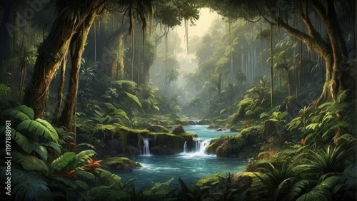 Amazing illustration of exotic forest