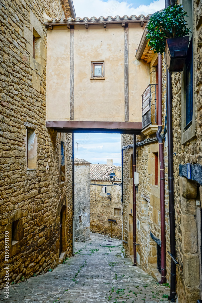 Fototapeta premium Ujué is a small medieval town full of charm, located in the eastern middle area of ​​Navarra