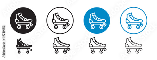 Set of 8 Roller Skates icons with 1 silhouette and 1 unexpanded vector inside, Rollerskates icon ideal for sports recreational activities or skating related designs