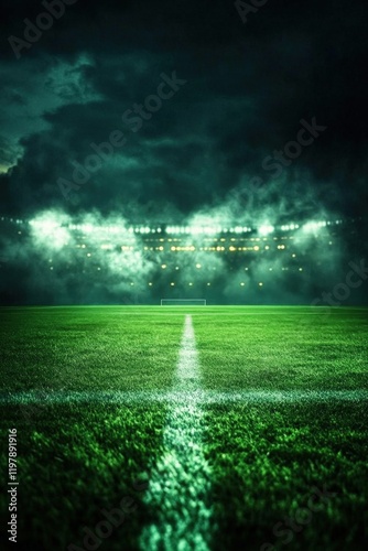Vibrant soccer arena showcasing a nighttime scene.