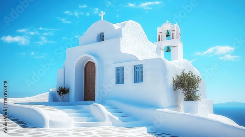 Stunning white architecture of Santorini, Greece.