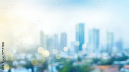 Bokeh effect highlighting urban architecture and construction.