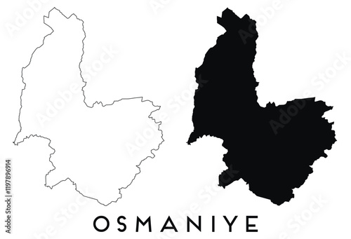 Osmaniye Turkey map outline and black silhouette vector photo