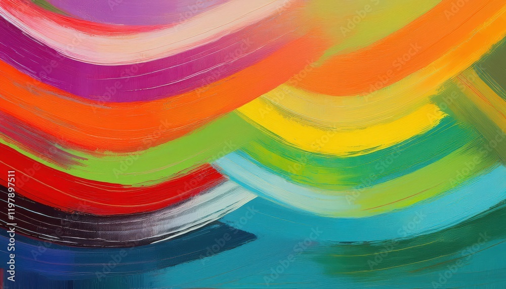 Obraz premium Vibrant and Expressive Abstract Artwork Colorful Stripes on Canvas Showcasing a Dynamic Palette of Colors Painted in