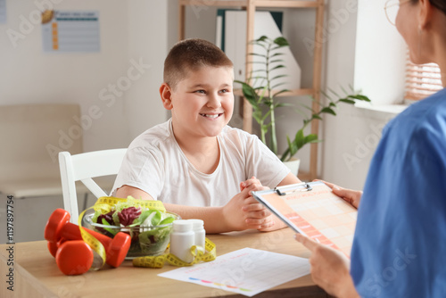 Overweight boy visiting nut...