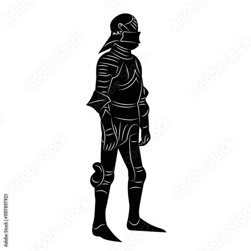 silhouette knight on white background vector