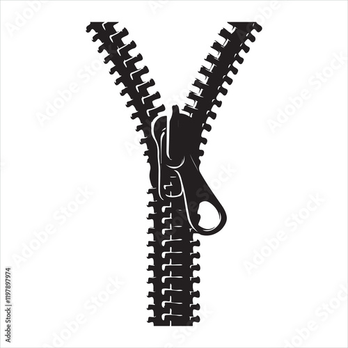 zipper silhouette on white background
