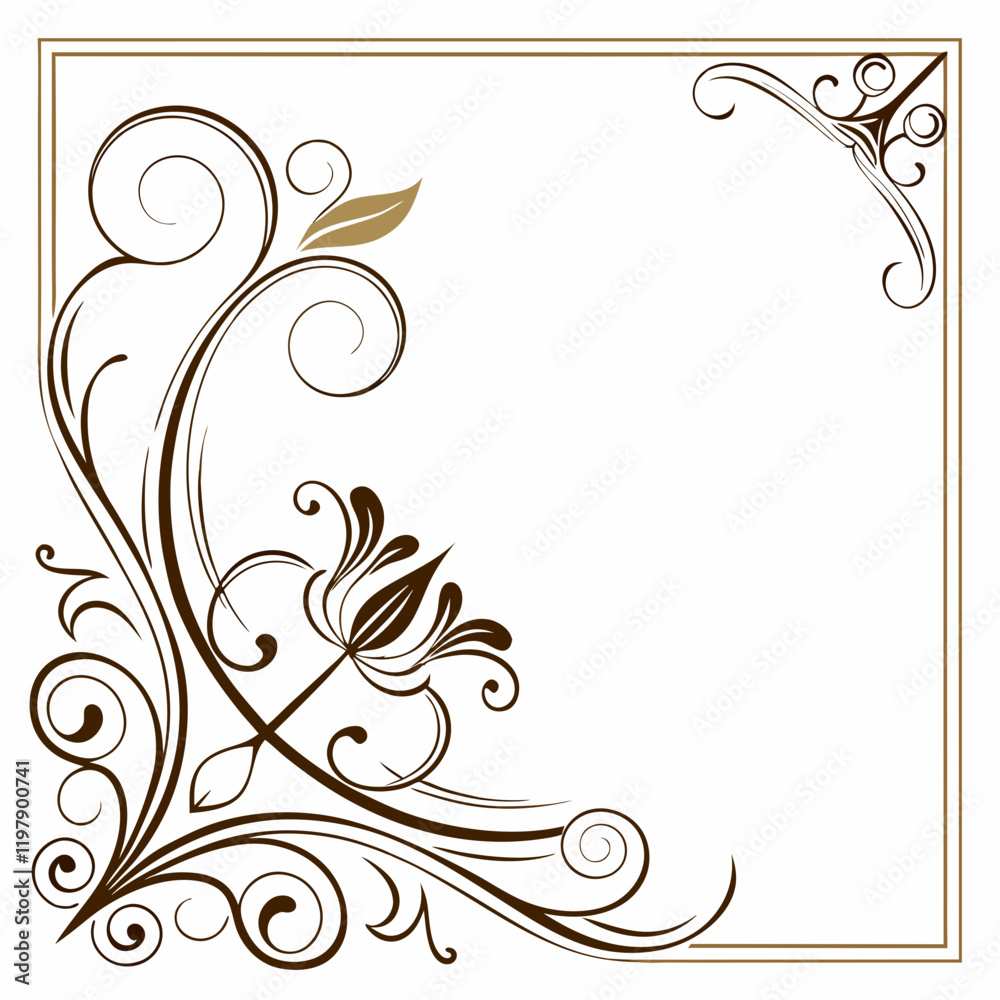 Elegant floral patterns and swirling vines adorn the borders, Elegant floral patterns and swirling vines adorn the borders,