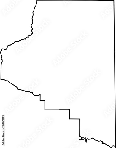Coconino County Arizona Outline Map – Blank Vector Contour, USA