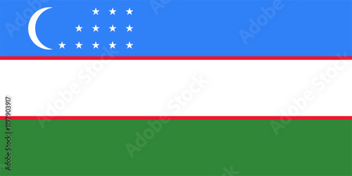 The flag of Uzbekistan, with accurate proportions and official colors.