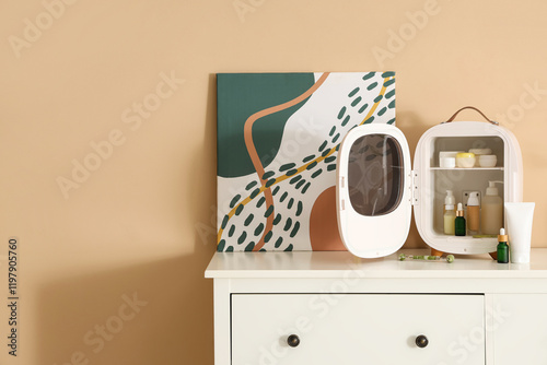 Open small refrigerator wit...