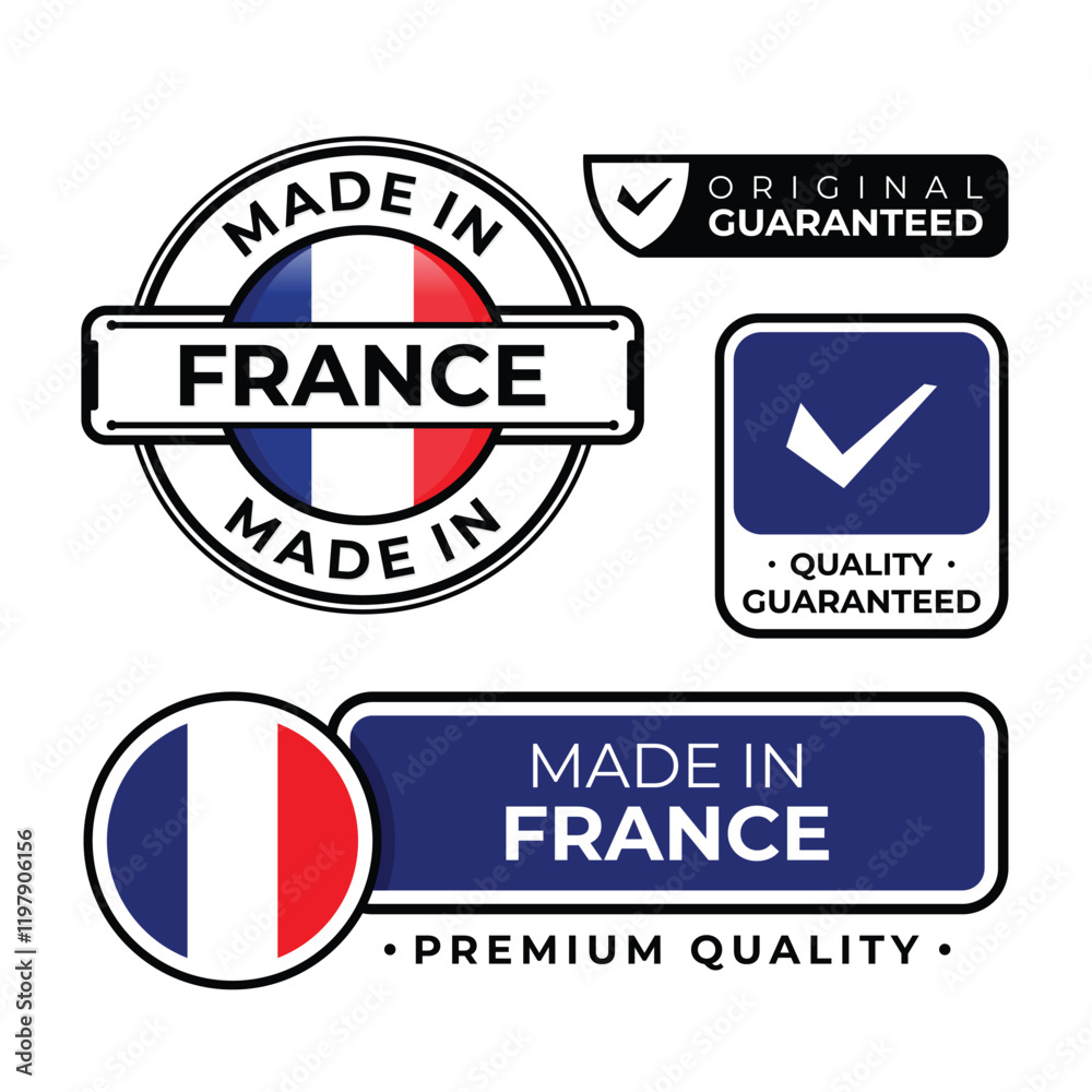 Obraz premium Badge bundle made in France label icon emblem isolated on white background