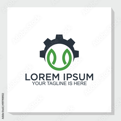 leaf and gears logo concept, Eco industrial logo design vector