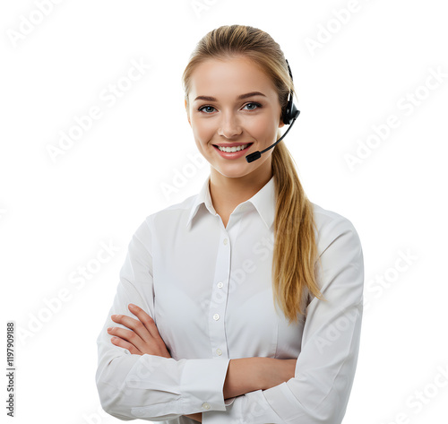 Beautiful woman customer service Support.