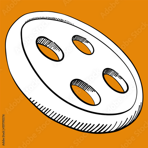  Black and white button, hand-fed. Vector illustration