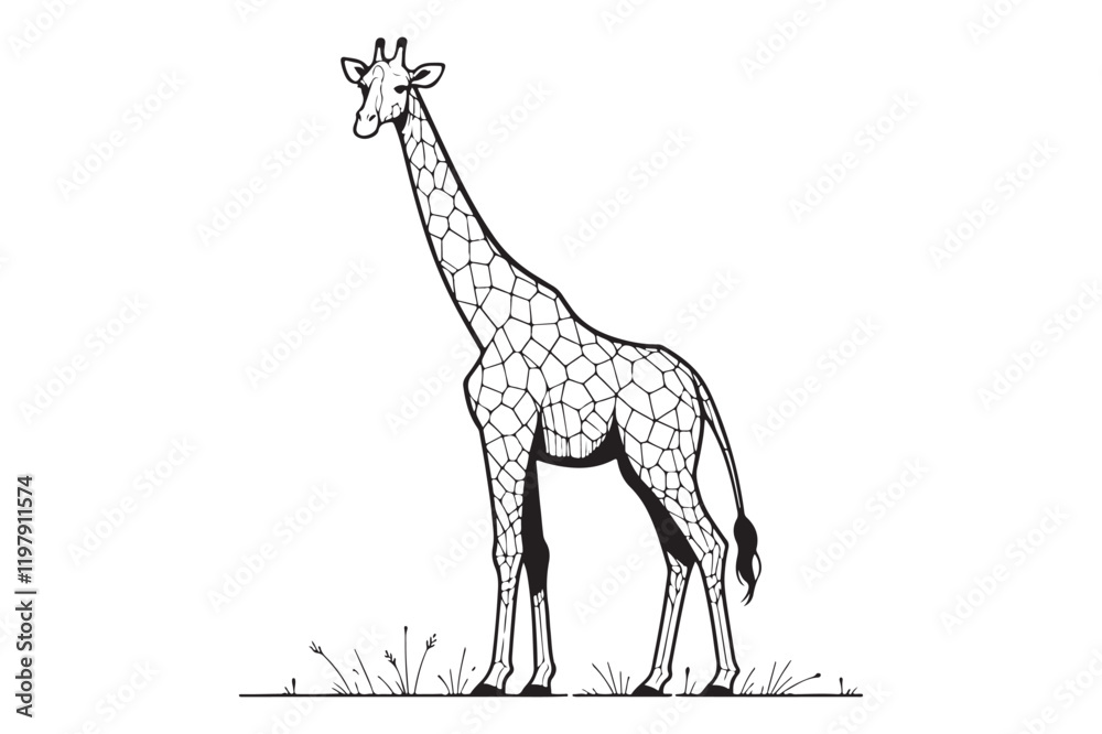 Fototapeta Giraffe Line drawing