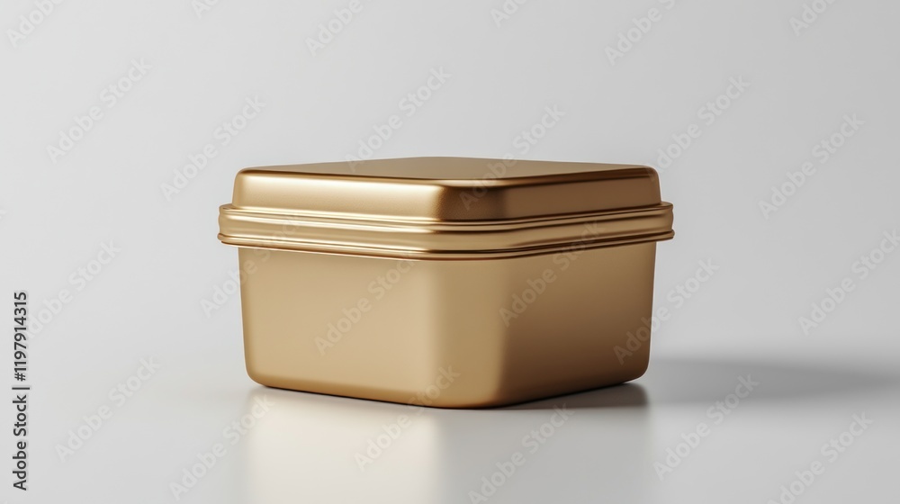 Elegant Gold Square Container: Luxury Packaging Mockup Elegant Gold Square Container: Luxury Packaging Mockup