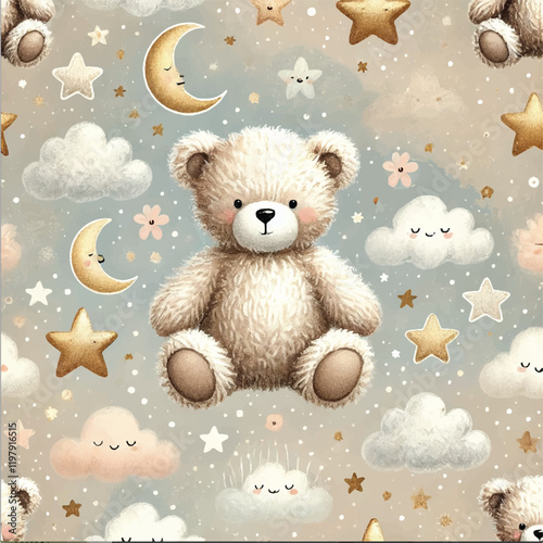 TEDDY BEAR CUTE PRINT DESIGN IN VECTOR
