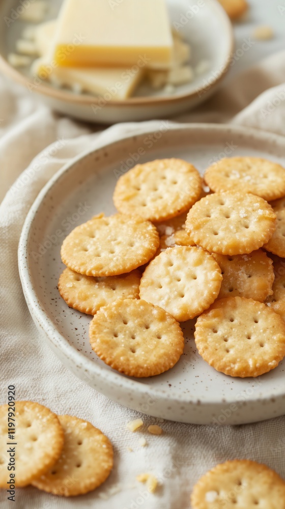 bright and appetizing composition featuring millet mini-crackers with a cheesy flavor. bright and appetizing composition featuring millet mini-crackers with a cheesy flavor.