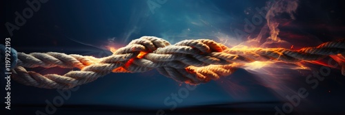 Broken Rope - A Visual Representation Of Failure, Break-up, and Bankruptcy Concept with Stroboscopic Effect