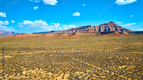 Aerial of Majestic Red Rock Formations in Utah Desert
