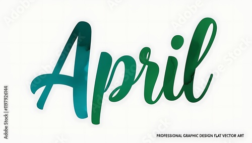 April month stylized teal green lettering design