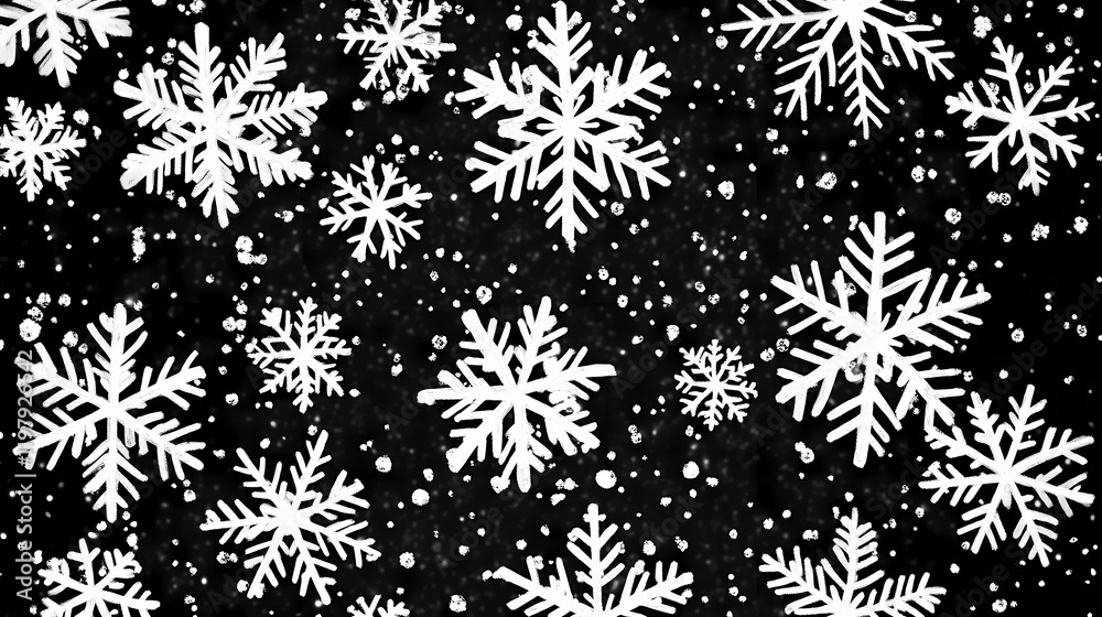 Snowflakes background. falling snow down on the black background. Sunweave. Illustration Snowflakes background. falling snow down on the black background. Sunweave. Illustration