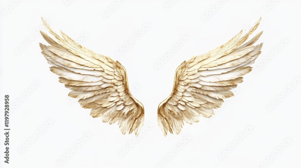 Obraz premium Elegant Golden Angel Wings on a Soft White Background