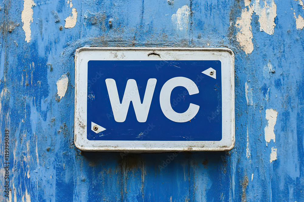 Plate with toilet sign WC in a public area Plate with toilet sign WC in a public area